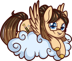 Size: 1480x1262 | Tagged: safe, artist:xwhitedreamsx, oc, oc only, pegasus, pony, cloud, female, glasses, mare, nose piercing, piercing, simple background, smiling, solo, transparent background