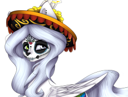 Size: 4200x3200 | Tagged: safe, artist:yeadatchantilly, oc, oc only, pegasus, pony, absurd resolution, candle, dia de los muertos, female, mare, simple background, solo, sombrero, transparent background
