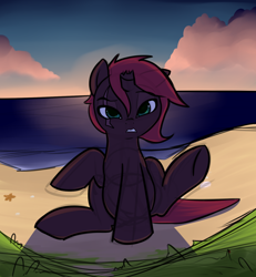 Size: 1510x1633 | Tagged: safe, artist:neuro, tempest shadow, my little pony: the movie, beach, solo