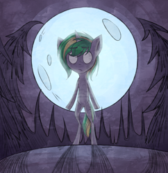 Size: 1024x1056 | Tagged: safe, artist:starlyflygallery, oc, oc only, pony, unicorn, bipedal, don't starve, moon, ponified, solo, tree