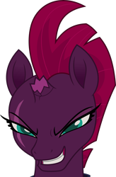 Size: 3275x5000 | Tagged: safe, artist:dashiesparkle, tempest shadow, pony, unicorn, my little pony: the movie, broken horn, bust, evil grin, eye scar, grin, happy, portrait, scar, simple background, smiling, smug, smugest shadow, solo, transparent background, vector