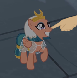 Size: 1062x1080 | Tagged: safe, edit, edited screencap, screencap, somnambula, human, pegasus, pony, daring done?, boop, boop edit, cropped, cute, female, grin, hand, looking up, mare, meme, raised hoof, smiling, somnambetes, squee