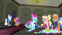 Size: 1920x1080 | Tagged: safe, screencap, bleeding heart, blue bobbin, mr. stripes, plaid stripes, starke kragen, pony, the saddle row review, argument