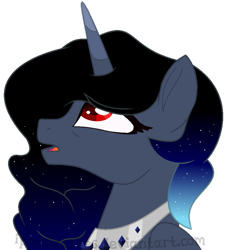 Size: 661x725 | Tagged: safe, artist:ipandacakes, oc, oc only, oc:nightfly, alicorn, base used, bust, female, mare, offspring, parent:king sombra, parent:princess luna, parents:lumbra, portrait, solo