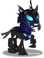 Size: 3159x4200 | Tagged: safe, artist:vector-brony, changeling, to where and back again, absurd resolution, armor, changeling guard, guard, raised hoof, simple background, solo, transparent background, vector