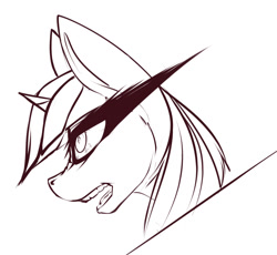 Size: 1101x1015 | Tagged: safe, artist:chapaevv, twilight sparkle, angry, bust, monochrome, portrait, rage, sketch, solo