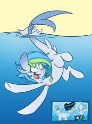 Size: 654x878 | Tagged: safe, artist:kez, oc, oc only, oc:shark bait, original species, shark pony, female, smiling, solo, underwater, water, wip