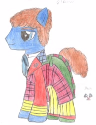 Size: 2550x3300 | Tagged: safe, artist:aridne, pony, doctor who, ponified, sixth doctor, solo, traditional art