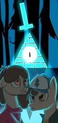 Size: 468x985 | Tagged: artist needed, safe, bill cipher, dipper pines, forest, gravity falls, mabel pines