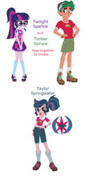 Size: 667x1350 | Tagged: safe, artist:berrypunchrules, sci-twi, timber spruce, twilight sparkle, equestria girls, legend of everfree, ambiguous gender, fusion, simple background, white background