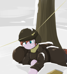 Size: 2700x3000 | Tagged: safe, artist:coatieyay, oc, oc only, pony, helmet, military uniform, snow, soldier, solo