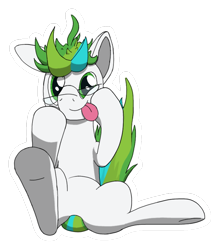 Size: 766x870 | Tagged: safe, artist:ilyasnow, oc, oc only, pony, :p, falling, glasses, silly, solo, sticker, tongue out