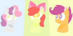 Size: 1522x752 | Tagged: safe, artist:redrose26, apple bloom, scootaloo, sweetie belle, pony, cutie mark crusaders, lineless