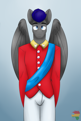 Size: 2000x3000 | Tagged: safe, artist:php37, oc, oc:night air, anthro, pegasus, clothes, male, royal guard, solo, uniform