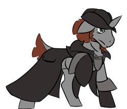 Size: 1400x1200 | Tagged: safe, artist:tartsarts, oc, oc only, oc:flint, pony, unicorn, chains, changeling hunter, clothes, solo