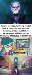 Size: 1538x3538 | Tagged: safe, juniper montage, equestria girls, mirror magic, spoiler:eqg specials, akumatized, dialogue, hawk moth, juniper monstar, miraculous ladybug, mirror, teletoon