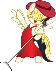 Size: 1774x2278 | Tagged: safe, artist:davidsfire, songbird serenade, pegasus, pony, my little pony: the movie, clothes, donkey kong series, dress, female, mare, pauline, sia (singer), simple background, singing, smiling, solo, super mario bros., super mario odyssey, transparent background