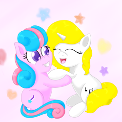 Size: 3000x3000 | Tagged: safe, artist:luciusheart, oc, oc only, oc:nova starburst, oc:songheart, cute, duo, hug