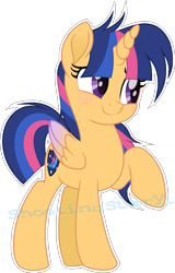 Size: 795x1239 | Tagged: safe, artist:shootingstaryt, oc, oc only, oc:starlight sparkle, alicorn, pony, alicorn oc, base used, colored wings, female, gradient wings, mare, movie accurate, multicolored hair, multicolored mane, multicolored tail, next generation, offspring, parent:flash sentry, parent:twilight sparkle, parents:flashlight, simple background, solo, transparent background, watermark