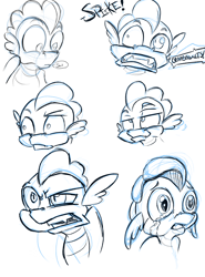 Size: 1850x2500 | Tagged: safe, artist:firimil, spike, dragon, expressions, facial expressions, sketch, vulgar