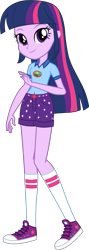 Size: 991x2788 | Tagged: safe, artist:imperfectxiii, artist:kevintoons915, edit, twilight sparkle, equestria girls, legend of everfree, alternate costumes, camp everfree outfits, clothes, converse, looking at you, raised leg, shoes, shorts, simple background, smiling, sneakers, socks, solo, transparent background, vector