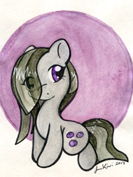 Size: 440x588 | Tagged: safe, artist:jenkiwi, marble pie, earth pony, pony, chibi, cute, female, mare, solo, traditional art