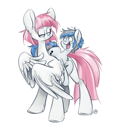 Size: 3132x3478 | Tagged: safe, artist:kez, oc, oc only, oc:little tinker, earth pony, pegasus, pony, colt, female, male, mare, mother, simple background, son, transparent background