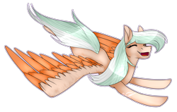 Size: 3568x2271 | Tagged: safe, artist:katzishiki, oc, oc only, oc:soda, pegasus, pony, colored wings, female, flying, high res, mare, multicolored wings, simple background, solo, transparent background