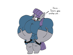 Size: 1024x768 | Tagged: safe, artist:broozerpunch, maud pie, clothing damage, maud pump, muscles