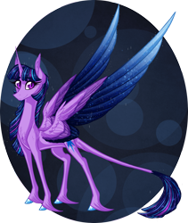 Size: 2027x2400 | Tagged: safe, artist:australian-senior, twilight sparkle, twilight sparkle (alicorn), oc, oc:twilight invictus, alicorn, dracony, hybrid, pony, alternate design, colored hooves, colored wings, kirindos, leonine tail, realistic horse legs, simple background, solo, unshorn fetlocks