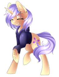 Size: 1930x2508 | Tagged: safe, artist:scarlet-spectrum, oc, oc only, oc:lilac, pony, unicorn, clothes, cute, eyes closed, hoodie, simple background, solo, transparent background