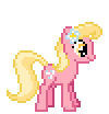 Size: 100x104 | Tagged: safe, artist:botchan-mlp, lily, lily valley, earth pony, pony, animated, blinking, cute, female, flower, flower in hair, gif, lilybetes, mare, pixel art, simple background, solo, transparent background