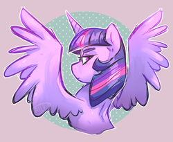 Size: 3300x2700 | Tagged: safe, artist:cosmic-pincel, twilight sparkle, twilight sparkle (alicorn), alicorn, pony, looking back, solo, spread wings, wings