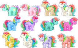 Size: 383x236 | Tagged: safe, artist:conphettey, pony, g1, pixel art, rainbow ponies, simple background, transparent background