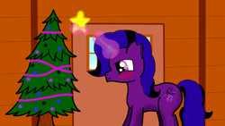 Size: 2560x1440 | Tagged: safe, artist:phenioxflame, oc, oc only, base used, christmas, christmas tree, solo, tree