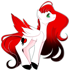 Size: 921x952 | Tagged: safe, artist:clefficia, oc, oc only, oc:red heart, pegasus, pony, colored wings, female, mare, multicolored wings, simple background, solo, transparent background