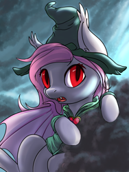 Size: 2400x3200 | Tagged: safe, artist:kovoranu, oc, oc only, oc:sonar, bat pony, cute, female, halloween, hat, holiday, mare, witch hat