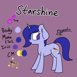 Size: 3000x3000 | Tagged: safe, artist:magmatic, oc, oc only, oc:starshine, pony, unicorn, male, reference sheet, solo, trap