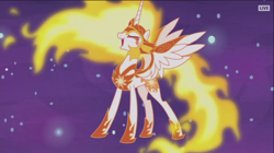 Size: 990x555 | Tagged: safe, screencap, daybreaker, pony, a royal problem, corrupted, dream, evil, evil laugh, mane of fire, rapidash, solo