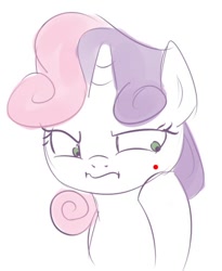 Size: 409x498 | Tagged: safe, artist:limedazzle, sweetie belle, pony, acne, my little brony risovach, solo