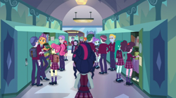 Size: 1400x785 | Tagged: safe, screencap, alizarin bubblegum, marco dafoy, sci-twi, track starr, twilight sparkle, equestria girls, friendship games, background human, crystal prep academy