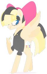 Size: 813x1280 | Tagged: safe, artist:euphoriapony, songbird serenade, pegasus, pony, my little pony: the movie, bow, female, hair bow, mare, profile, simple background, smiling, solo, sparkles, spread wings, transparent background, wings