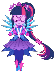 Size: 4384x5657 | Tagged: safe, artist:keronianniroro, sci-twi, twilight sparkle, equestria girls, legend of everfree, absurd resolution, boots, crystal guardian, crystal wings, glasses, high heel boots, ponied up, ponytail, simple background, solo, sparkles, super ponied up, transparent background, vector, visor, wings