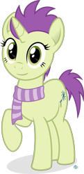 Size: 1400x2884 | Tagged: safe, artist:arifproject, oc, oc only, oc:sky spark, pony, unicorn, 2018 community collab, accessory, clothes, cutie mark, derpibooru community collaboration, female, horn, mare, scarf, short hair, short tail, signature, simple background, solo, spiky hair, telescope, transparent background, vector