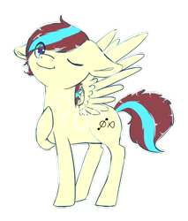 Size: 1024x1203 | Tagged: safe, artist:pone-pon, oc, oc only, oc:cloud circuit, pegasus, pony, male, one eye closed, simple background, solo, stallion, transparent background, wink