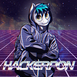 Size: 2000x2000 | Tagged: safe, artist:syntaxartz, oc, oc only, anthro, :t, backpack, clothes, crossed arms, gift art, hacker, hackerman, hackerpon, hackers, hoodie, kung fury, looking at you, meme, ponified, smiling, solo