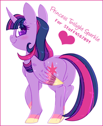 Size: 650x794 | Tagged: safe, artist:esmeia, twilight sparkle, twilight sparkle (alicorn), alicorn, pony, colored wings, cute, looking back, multicolored wings, plot, smiling, solo