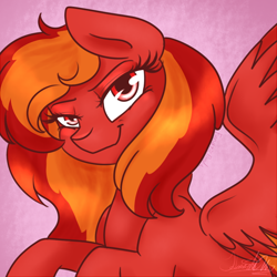 Size: 700x700 | Tagged: safe, artist:fanaticpanda, oc, oc only, oc:fire storm, pegasus, pony, female, mare, smiling, smirk, solo