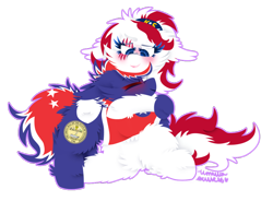 Size: 1024x753 | Tagged: safe, artist:vanillaswirl6, oc, oc only, oc:north carolina, oc:tennessee, earth pony, pony, blue eyes, blushing, clothes, colored eyelashes, colored pupils, duo, eyes closed, female, fluffy, headband, hug, male, north carolina, oc x oc, open mouth, scar, shipping, shirt, snuggling, straight, tennessee, vanillaswirl6's state ponies