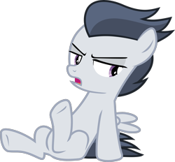 Size: 3574x3322 | Tagged: safe, artist:frownfactory, rumble, pegasus, pony, marks and recreation, .svg available, colt, male, simple background, sitting, solo, stupid sexy rumble, svg, transparent background, vector, wings